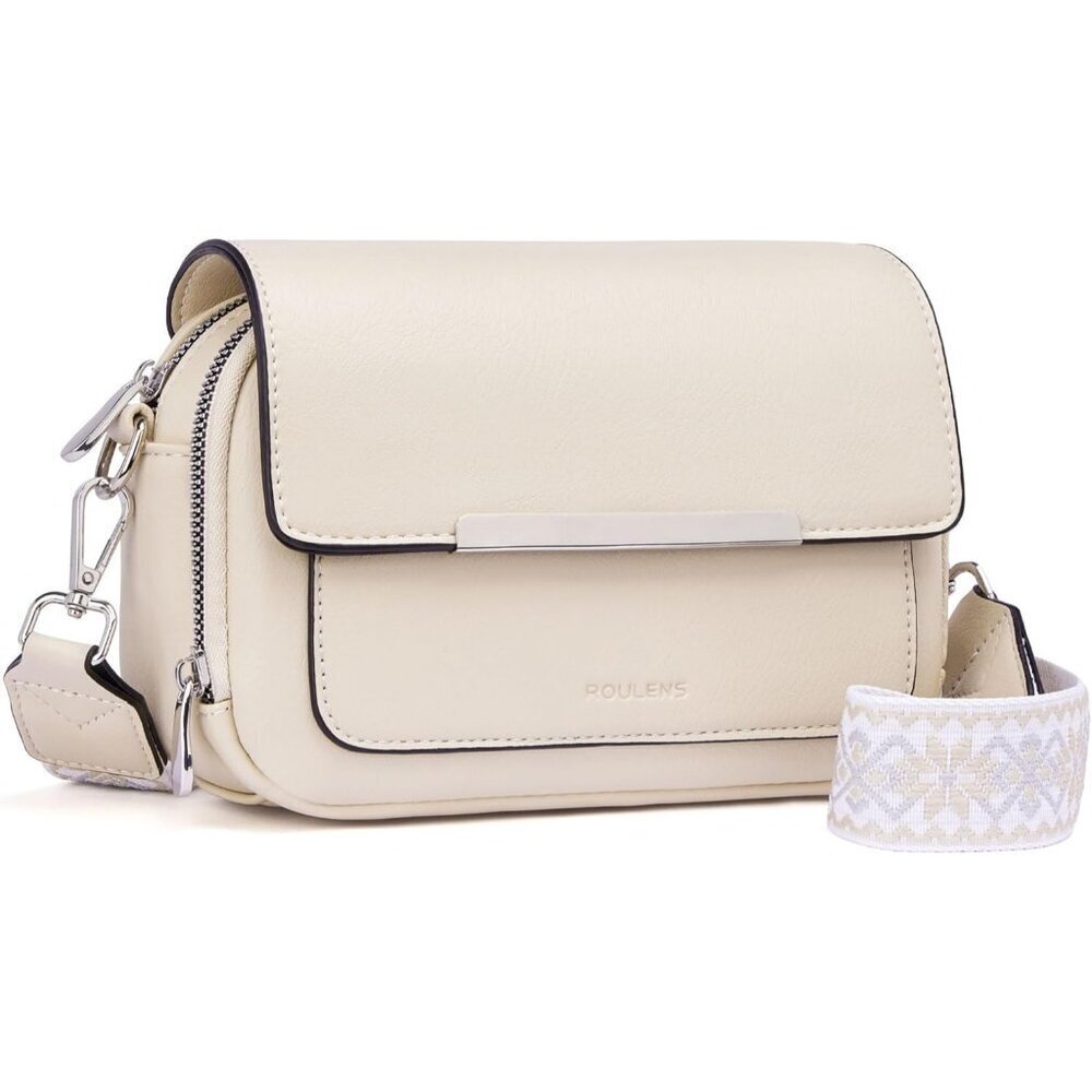 Women’s Apricot Leather Purse Imported Magnetic Snap Crossbody Zipper Bags